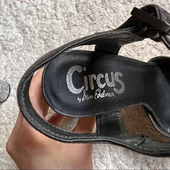 CIRCUS SAM EDELMAN Dark Gray Cosmo Silver Glitter-heel Platform Sandals Size 8M - Picture 6 of 8